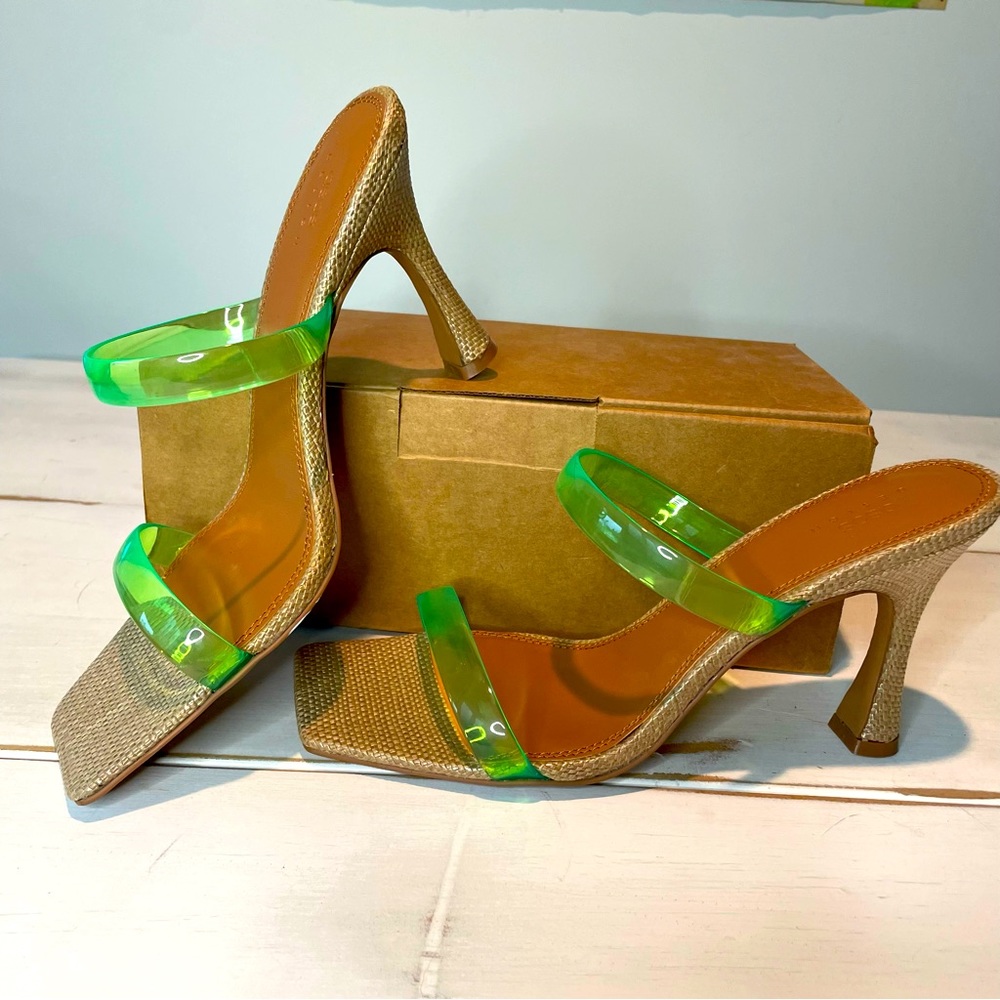 ASOS DESIGN Hettie Mid Heeled Mules Green